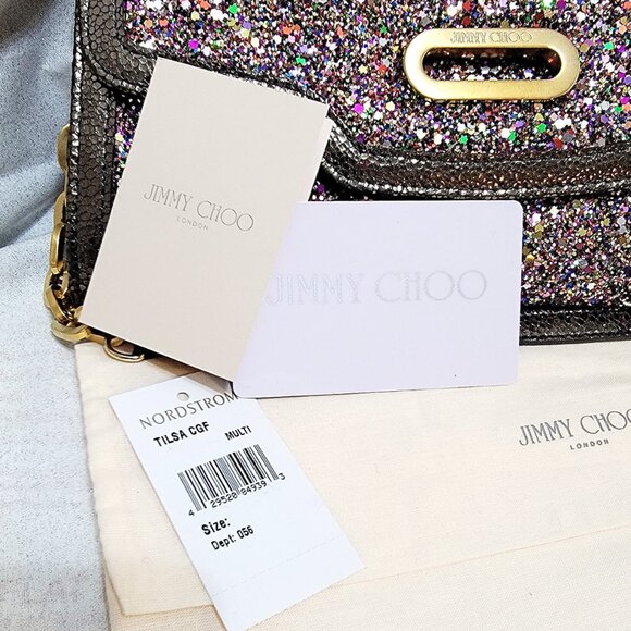 JIMMY CHOO Tilsa Glitter Clutch Wristlet - Picture 3 of 10